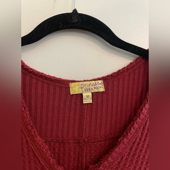 Princess Vera Wang Dark Red Long Sleeve Waffle Loose Shirt - Picture 4 of 5